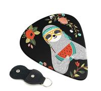 Cute Sloth Guitar Picks, 6 Pcs Guitar Plectrums double-sided printing, suitable for acoustic, electric and bass guitars, including 0.46 mm 0.71 mm 0.96 mm