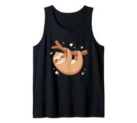 Cute Sloth Hanging on a Branch Stars Around It Tank Top