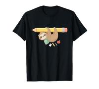 Cute Sloth Hanging On Giant Pencil School Teacher Student T-Shirt