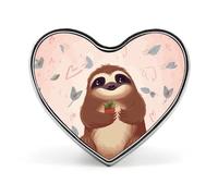 Cute Sloth Heart Shape Lapel Pin Personalized Pinback Button Badges Retro Punk Button Pin Kawaii Heart Badges for Men Women Clothes Bags Hats & Gift