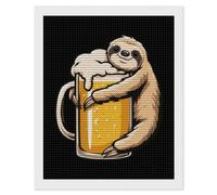 Cute Sloth Hugging Beer Mug Diamond Painting Kits DIY Diamond Art 16"x20" | 5D Diamond Art Kits for Adults,Full Drill Round Paint Art Kits,Diamonds Paintings for Wall Decor