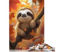 Cute Sloth in Autumn Puzzle Jigsaws 500 Pieces for Adults Puzzle Jigsaws for Adults Educational Game Challenge Toy 500pcs (52x38cm)