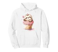 Cute Sloth in Cupcake with Strawberry Kawaii Animal Lover Pullover Hoodie