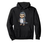 Cute Sloth in Raptor Dinosaur Costume Kawaii Animal Pullover Hoodie