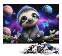 Cute Sloth in Space 1000 Pieces Puzzles Wooden Puzzle for Teenager Funny Jigsaw Puzzles 1000pcs (75x50cm)