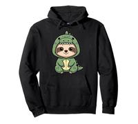 Cute Sloth in T-rex Dinosaur Costume Kawaii Animal Pullover Hoodie