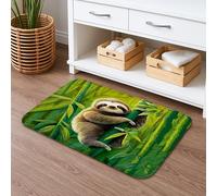 Cute Sloth Jungle Bath Mat, Fanciful Tropical Animal Design Absorbent Non Slip Shower Rug, Nature Inspired Memory Foam Washable Bath Rugs for Bathroom Decor 16x72 Inch