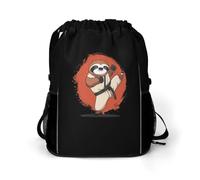 Cute Sloth Karate Gym Drawstring Bag with Shoe Compartment