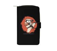 Cute Sloth Karate Leather Men's Multifunctional Wallet with Card Slots Large Capacity Coin Purse Travel Zipper Wallets