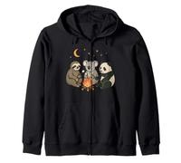 Cute Sloth Koala Panda Bear Campfire Camping Zip Hoodie