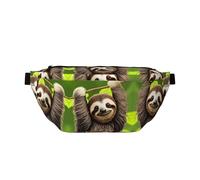 Cute Sloth Large Crossbody Fanny Pack,Gifts For Enjoy Sports Festival Workout Traveling Running Casual, Black, One Size