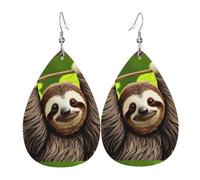 Cute Sloth Leather Earring. Stylish teardrop shape, perfect for women, and a great decorative choice for parties and holidays.