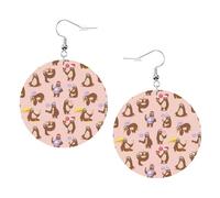 Cute Sloth Leather Round Earrings Daily Accessories Working At Work Women'S Fashion