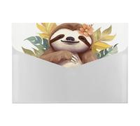 Cute Sloth Leaves Accordion File Organizer 6 Pocket Document Organizer Expanding File Folder Accordion Folder with Labels, Travel Document Folders Plastic Envelopes with Snap Closure 13x9.1 Inch