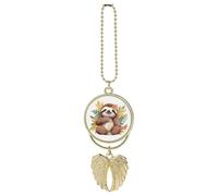 Cute Sloth Leaves Car Pendant, Rear View Mirror Hanging Ornament, Auto Decor for Rearview Mirror, Keychain Golden-Style