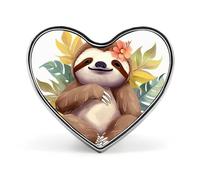 Cute Sloth Leaves Lapel Pin Round Button Badge Animal Enamel Style Brooch Metal Pinback for Hat Shirt Backpack Clothing Decor