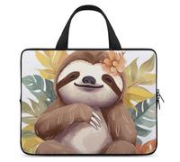 Cute Sloth Leaves Laptop Sleeve Ultra-Thin, Lightweight & Waterproof 10inch Laptop Bags, Durable Neoprene Material, Portable Protective Computer Bag with Hand Strap