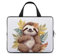 Cute Sloth Leaves Laptop Sleeve Ultra-Thin, Lightweight & Waterproof 17inch Laptop Bags, Durable Neoprene Material, Portable Protective Computer Bag with Hand Strap
