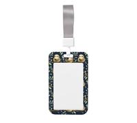 Cute Sloth Leaves Print Badge Holder with Lanyard, Hard Plastic Vertical Name ID Card Badge Holders
