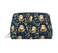 Cute Sloth Leaves Print Makeup Bag, Cosmetic Bags Travel Toiletry Bags for Women, Large Capacity Leather Makeup Case Make Up Bag Organizer, Cute Make Up Pouch