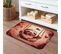 Cute Sloth Love Heart Quick Dry Bath Mat, Romantic Floral Absorbent Non Slip Shower Mat, Valentine’S Day Decorative Washable Bath Rugs for Bathroom Toilet Restroom 16x24 Inch