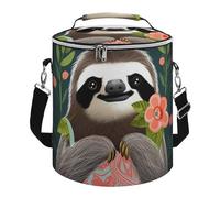 Cute Sloth Lunch Bag, 15L Portable Leakproof Picnic Basket with Shoulder Strap, Insulated Picnic Cooler Bag for Camping, Beach, Hiking & Groceries