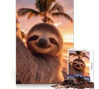 Cute Sloth on A Tropical Beach Sunset 1000-piece Puzzle for Adults Mental Skill Bright Print Enjoyable Challenge Birthday Surprise (50x75cm)