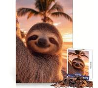 Cute Sloth on A Tropical Beach Sunset Adults 1000 Piece Jigsaw Puzzle Cognitive Skill Tight Connection Fun Challenge Classic Xmas Gift (38x52cm)