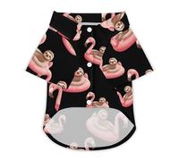 Cute Sloth on An Inflatable Flamingo Dog Shirts Summer Pet Clothes Comfort T-Shirts Short Sleeveless Top for Cats Dogs