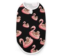 Cute Sloth on An Inflatable Flamingo Dog Shirts Summer Pet Clothes Comfort T-Shirts Vest Sleeveless Tank Top for Cats Dogs