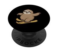 Cute Sloth On Skis Funny Ski Day Mountain Vibes PopSockets Adhesive PopGrip