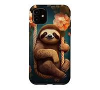 Cute Sloth on Swing Floral Case for iPhone 11