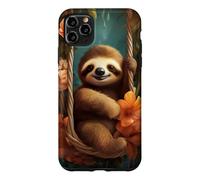 Cute Sloth on Swing Floral Case for iPhone 11 Pro Max