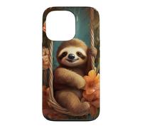 Cute Sloth on Swing Floral Case for iPhone 13 Pro