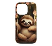 Cute Sloth on Swing Floral Case for iPhone 13 Pro
