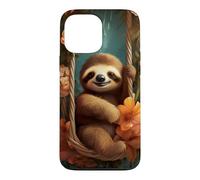 Cute Sloth on Swing Floral Case for iPhone 13 Pro Max