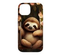Cute Sloth on Swing Floral Case for iPhone 14