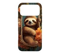 Cute Sloth on Swing Floral Case for iPhone 17 Pro Max