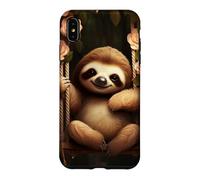 Cute Sloth on Swing Floral Case for iPhone XS Max