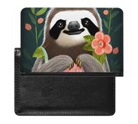 Cute Sloth Passport Holder with 3 Card Slots, Portable PU Leather Travel Wallet, Slim Protective Cover for Passport, ID, Credit Cards