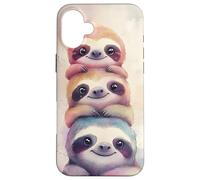Cute Sloth Pastel Watercolor Case for iPhone 16 Plus