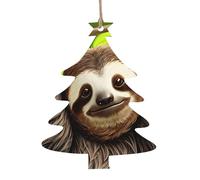 Cute Sloth Patterned Wooden Ornaments, a Set of 6 Decorations, Suitable for Hanging on Christmas Trees and fireplaces.