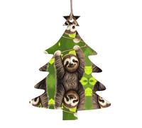 Cute Sloth Patterned Wooden Ornaments, a Set of 6 Decorations, Suitable for Hanging on Christmas Trees and fireplaces.