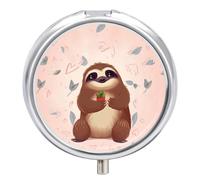 Cute Sloth Pill Box Round Portable Small Pill Case Waterproof Travel Pill Box Organizer for Pocket Purse and Daily Convenience