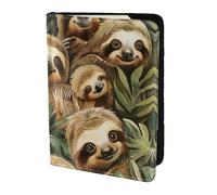 Cute Sloth Print 5.5in Passport Travel Document Wallet Case Stylish Secure Men Women For Travelers, Black, One Size