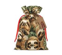 Cute Sloth Print Drawstring Pouch For Gifts,Reusable Adorable Gift Bags,Perfect For Jewelry And More