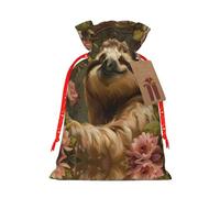 Cute Sloth Print Drawstring Pouch For Gifts,Reusable Adorable Gift Bags,Perfect For Jewelry And More