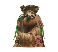 Cute Sloth Print Drawstring Pouch For Gifts,Reusable Adorable Gift Bags,Perfect For Jewelry And More