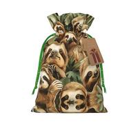 Cute Sloth Print Drawstring Pouch For Gifts,Reusable Adorable Gift Bags,Perfect For Jewelry And More