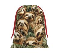 Cute Sloth Print Gift Drawstring Bag Reusable For Holiday Party Favors Birthday Presents Pouch